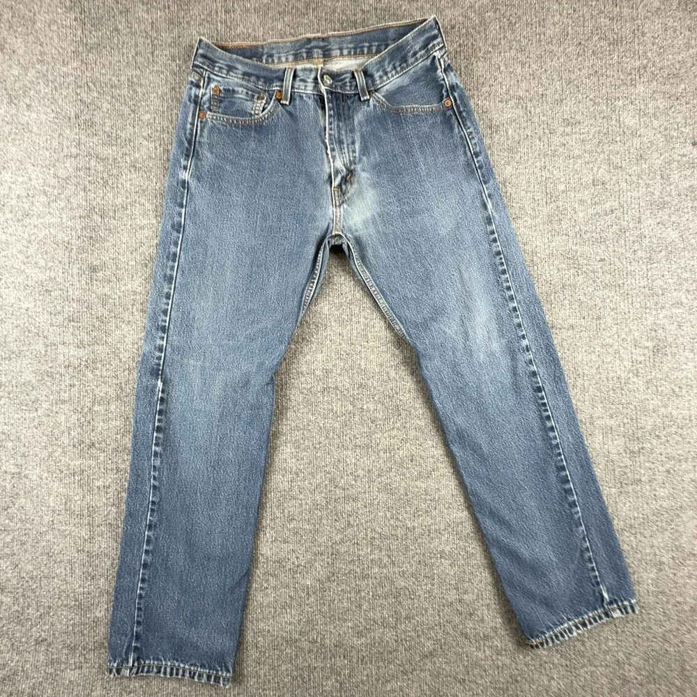 Levis 505 Jeans Mens 33x29 Blue Medium Wash Regular Fit Straight Denim Pants